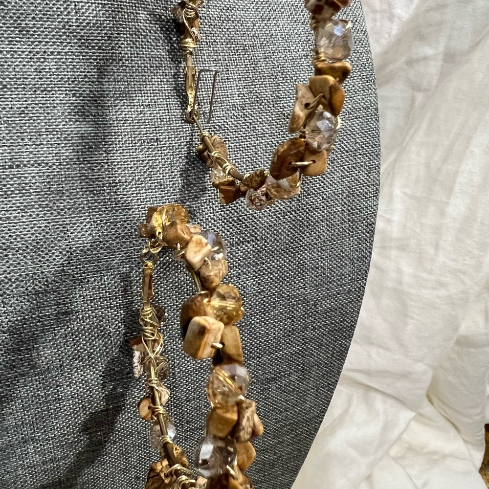 WIRE WRAPPED GEMSTONES AND BLING CRYSTALS ON 3โ INCH GOLD HOOPS. โ๏ธ - Picture 10 of 10
